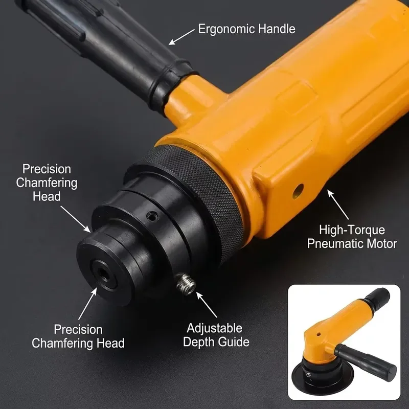 Industrial Grade Pneumatic Beveling Machine for Precision Metal Edge Deburring and Chamfering 45 Degree Portable Handheld