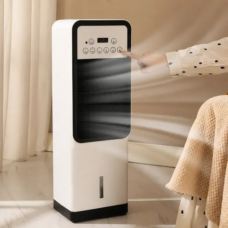 Portable Bladeless Air Conditioner Fan Vertical Electric Cooling and Heating Household Tower Fan with Water and Ice Function