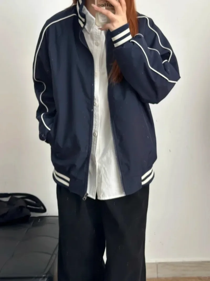 Casual Varsity Jacket Women Stand Collar Baseball Uniform Jacket Men Spring Autumn Windbreaker Unisex Vintage Jacket 90s