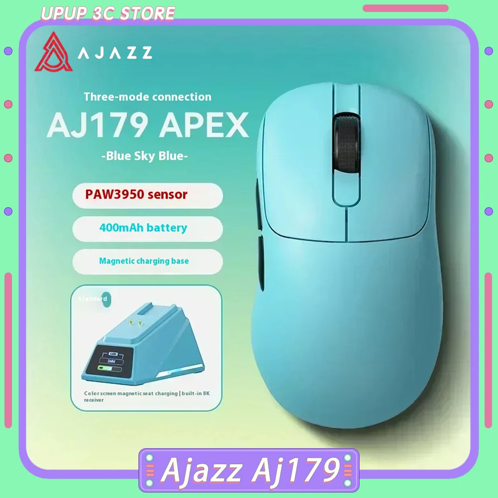 ajazz wireless tri mode bluetooth mouse com doca de carregamento mouse personalizado leve presente do gamer aj179 apex aj179 pro 01