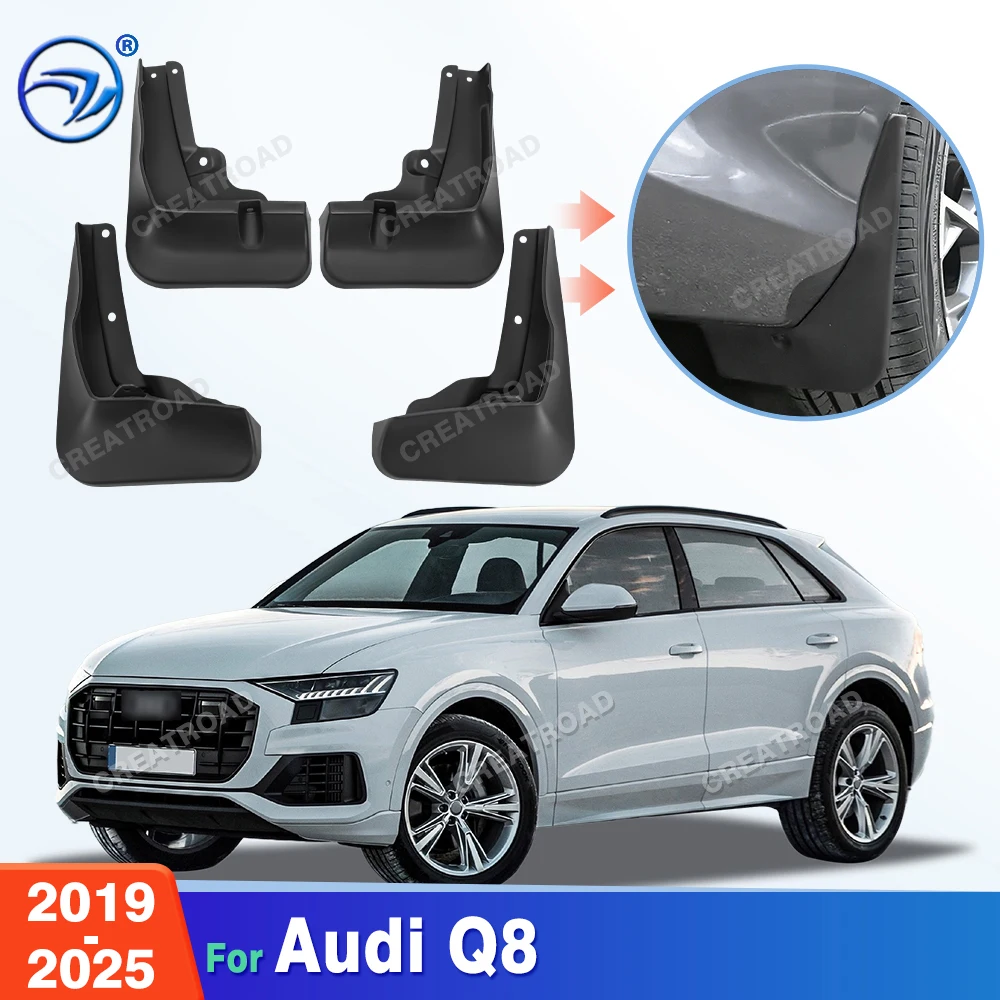 

4Pcs Durable ABS Mud Flaps For 2019 2020 2021 2022 2023 2024 2025 Audi Q8 Car Mud Flaps Fender Guards Auto Accessories