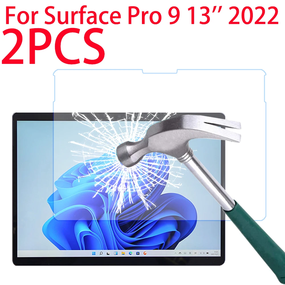 Pelindung layar kaca Tempered, 2 pak 9H untuk Microsoft Surface Pro 9 13 inci 2022 Tablet Film pelindung layar