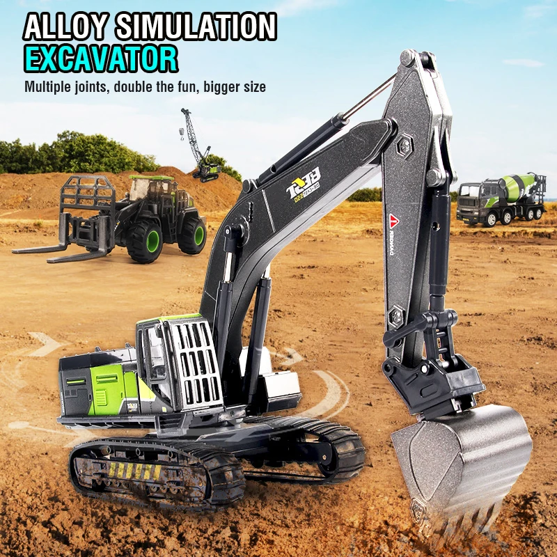 1/50 Diecast Alloy Inertia Engineering Vehicle Model Excavator Crane Forklift Road Roller Collectible Toy Gifts For Boys Kids