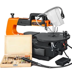 220V Electric Scroll Saw 16 inch Speed Variable Jig Saw Woodworking DIY Table Angle Cutting Curve Saw