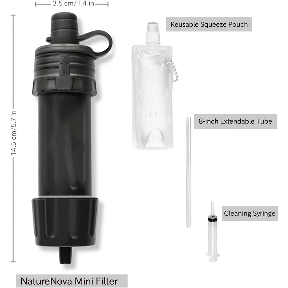 Outdoor Survival Mini Water Filter Nature  Portable Emergency Safety Drinking Filtration System Hiking Camping Straw Gear