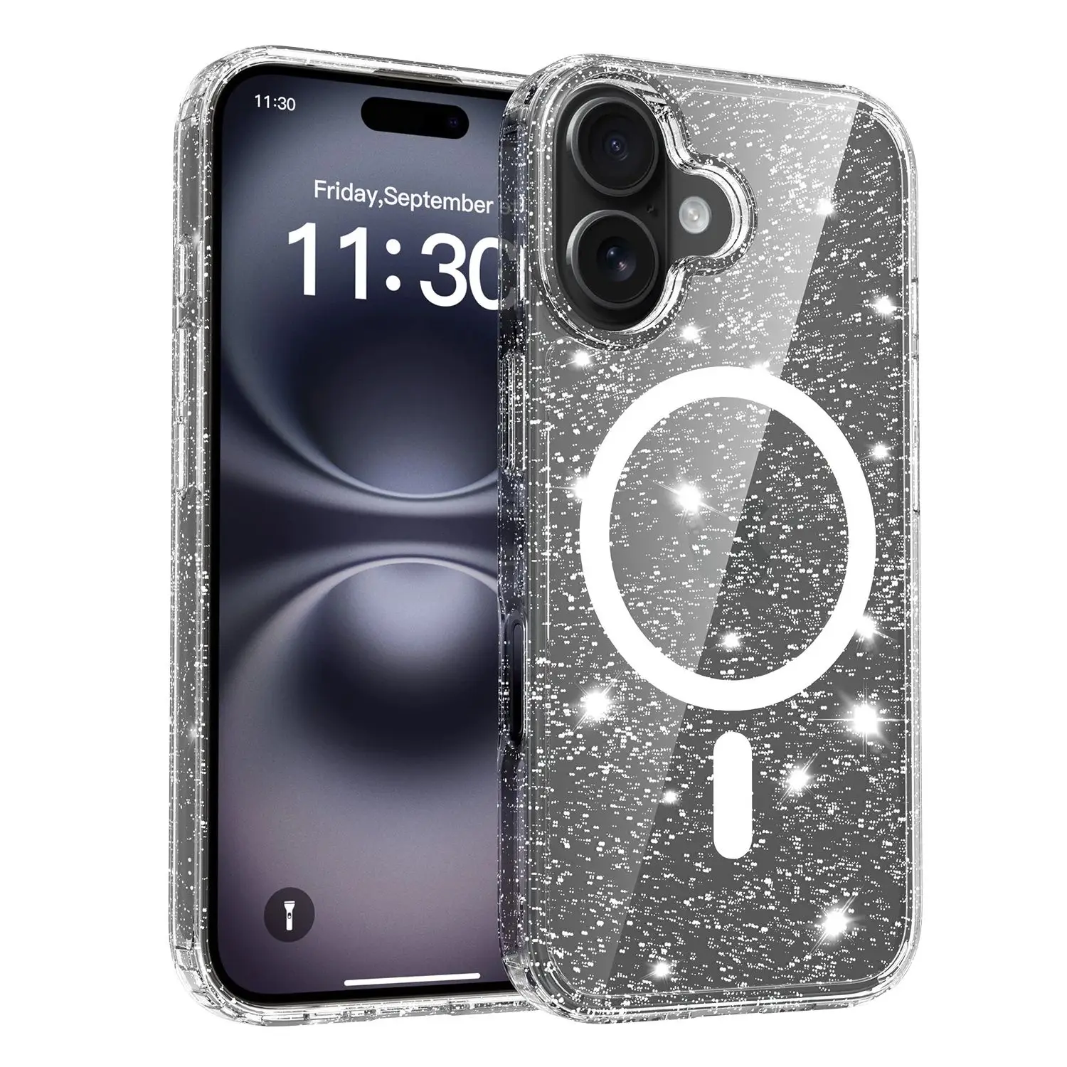 Transparente Glitzer-Hülle für Magsafe iPhone 17E 16E 17 E Air 16 Pro Max 15 Plus 14 13 iPhone17 iPhone16 16Plus Mag Safe Handyhülle