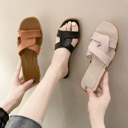 Summer Slippers Women Flat Luxury Outdoor Beach Flip Flops Female Non-slip Sandals Trend Brand Design Slides Shoes Woman 2023