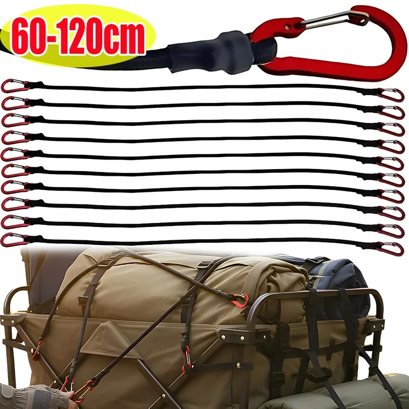 Elastisches Bungee-Seil, robustes Gurtband mit Karabinerhaken für Kajak, Radfahren, Gepäck, Packseil, Camping, Outdoor-Zubehör