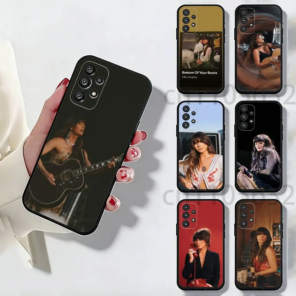 Ella Singer L-Langley Phone Case For Samsung S25,24,21,22,23,S30,Ultra,S20,Plus,Fe,Lite,Note,S10,S9,Black Soft Shell