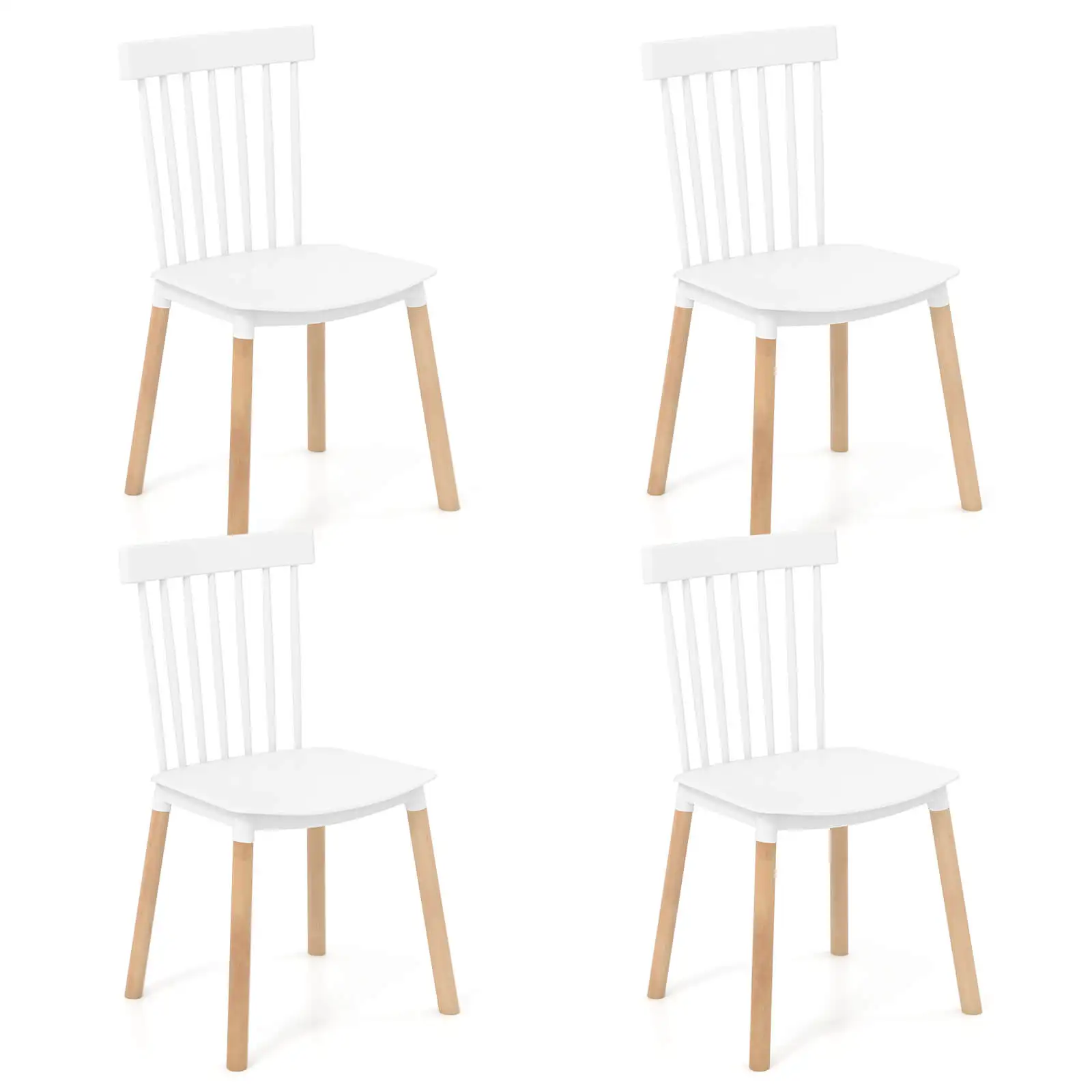 Set of 4 Windsor Dining Chairs Dining Chairs with Spindle Backs & Curved Seats