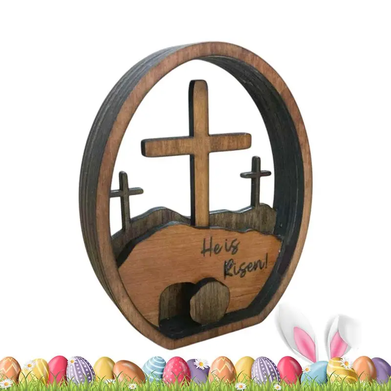 Jesus Tomb Easter Tray Set Wooden Empty Tomb Scene Easter Bundle Handcrafted Jesus Nativity Sign Religious Christian Table