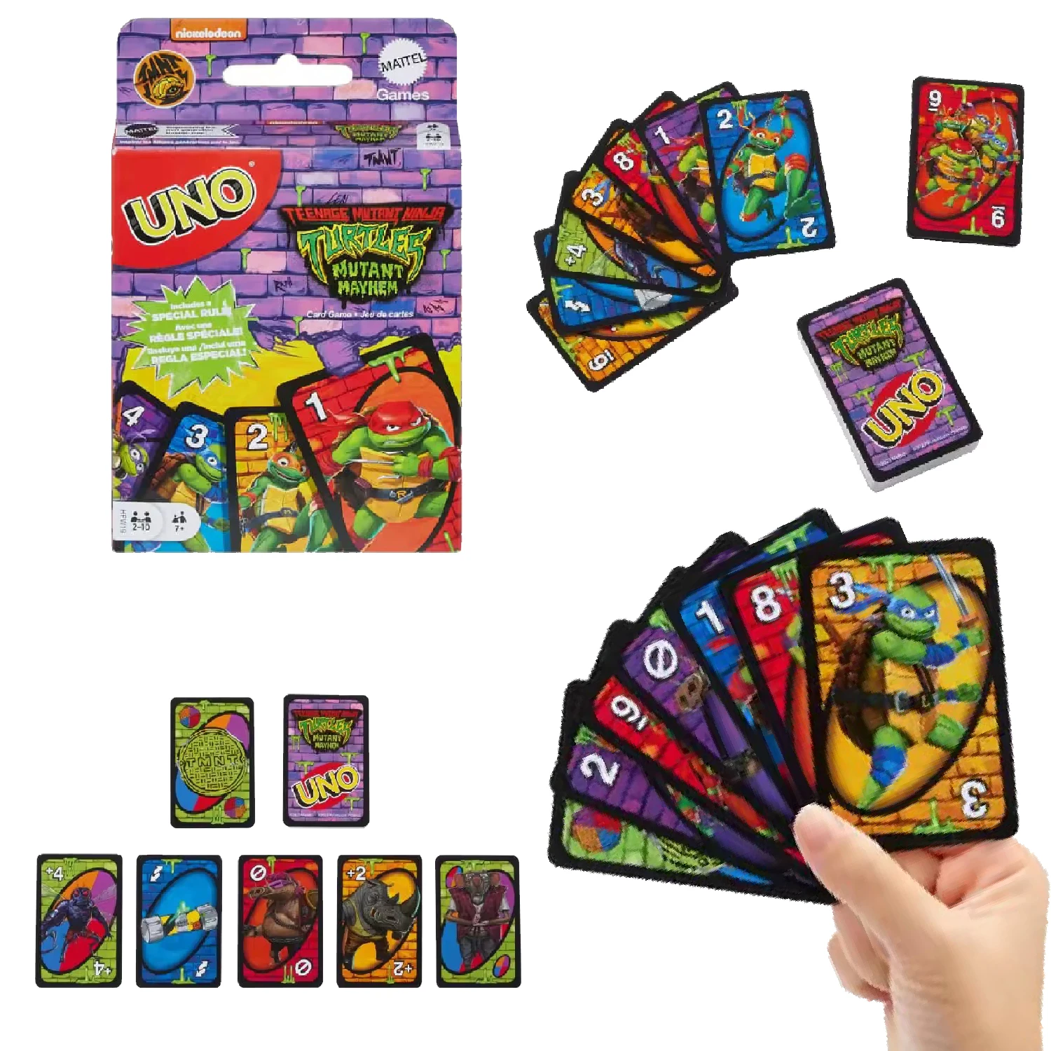 UNO Teenage Mutant Ninja Turtles Mutant Mayhem Card Game For Family Night Board Toy