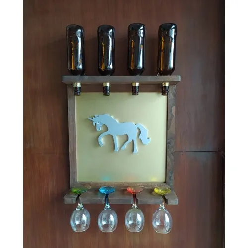 Bahat Silver Horse Gilt Wood Beer Wine Kadehlik Goblet Hanger