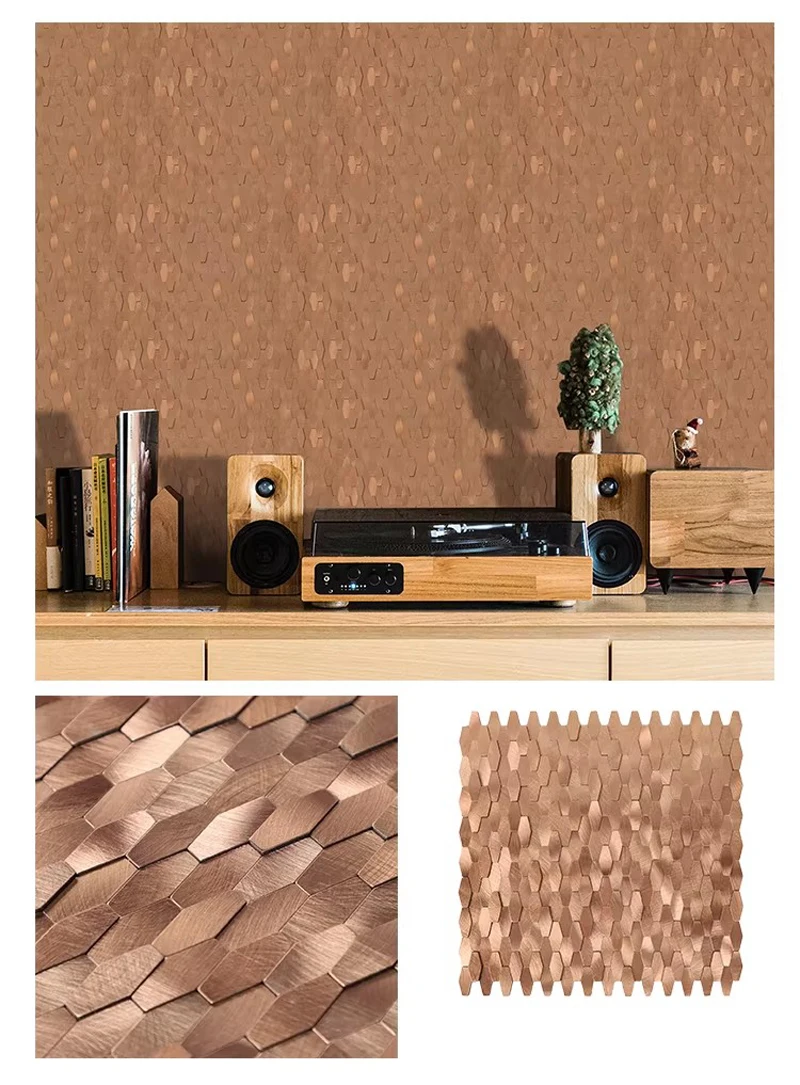 Panel de Mosaico Autoadhesivo 3D Cóncavo Convexo de Diamante, Metal y Aluminio-Plástico, 5 Piezas/Paquete, para Fondo de Pared, Cliente Rusia
