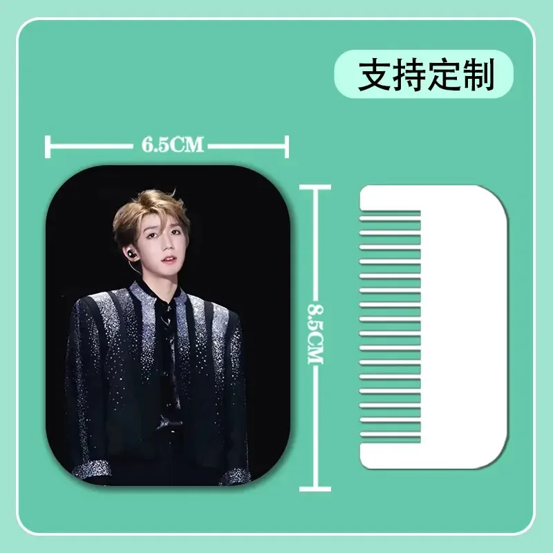 TF BOYS Wang Yuan Poster Hand-held Makeup Mirror WY Lifestyle Photo Convenient Portable Folding Double-side Mirror with Comb