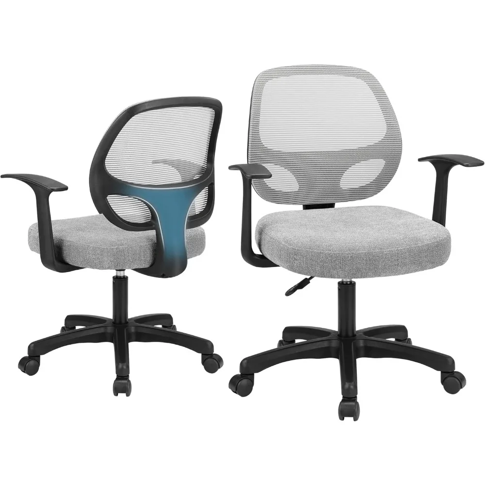 360° Swivel Home Computer Chair With Armrests & Lumbar Support Gray Gamer Pc Chair Comfortable Mesh Seat Cushion 300lb Capacity