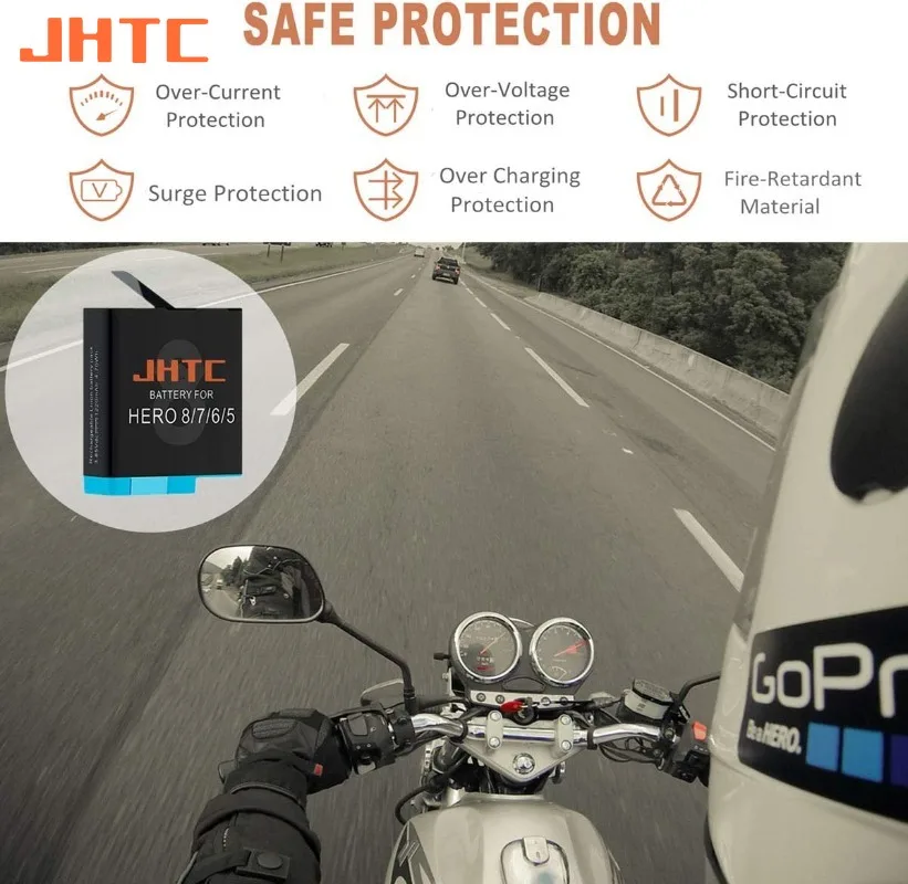 JHTC 1500mah Battery For Gopro Hero 8 Gopro Hero 7 Gopro Hero 6 Gopro Hero 5 Black Batteries Camera Accessories