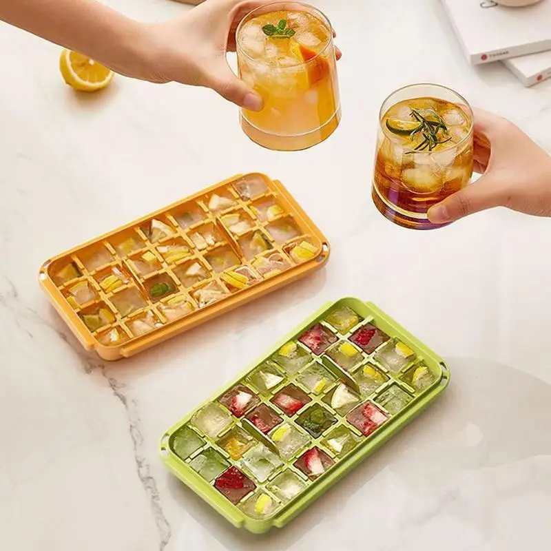 Ice Tray For Freezer Square Small Ice Tray With Lid And Storage Box Ice Cubes Making Tool Easy Release Ice Cubes Press Mould For