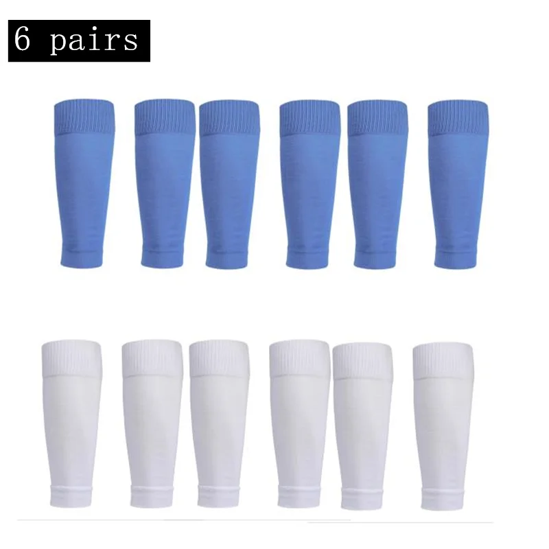 6 pairs New Football Socks Shin Pads Leg Cover Men Women Grip Cutsocks