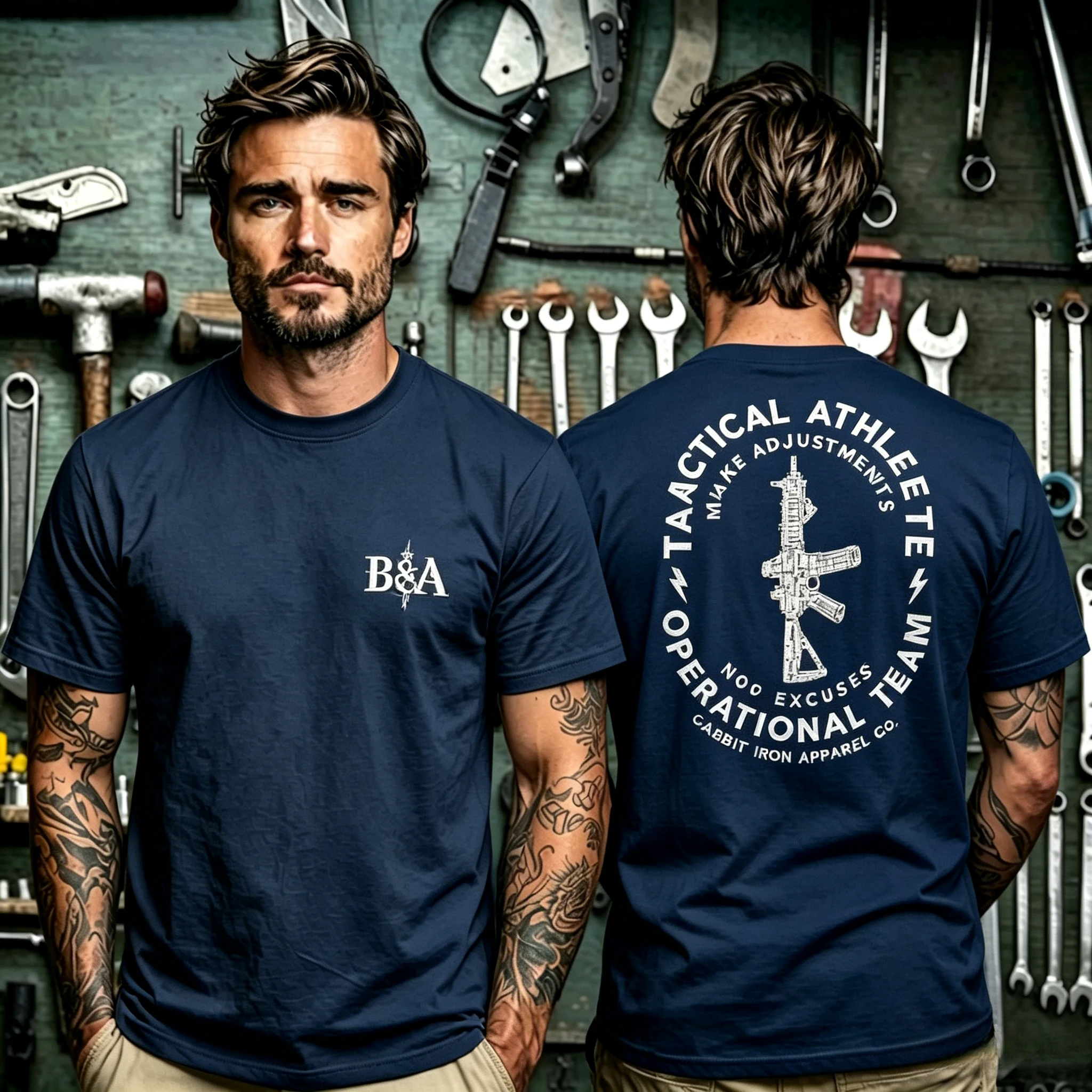 Tactical Athlete No Excuses Graphic Cotton T Shirt Military Firearm Print Tee Streetwear Casual Top for Men Women