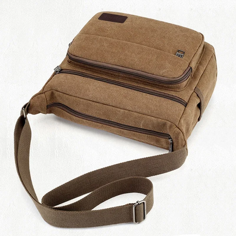 New Fashion Men Canvas Crossbody Bag Casual Shoulder Bag Large Capacity Messenger Briefcase Man Portable Travel Toiletry Bag