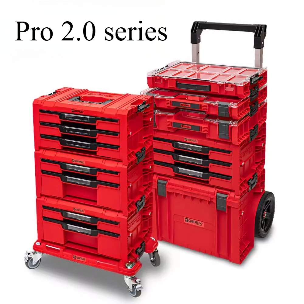 

Stackabledrawer style and modular handcart toolbox, storage box with wheels and handles,suitablefor home workshops and buildings