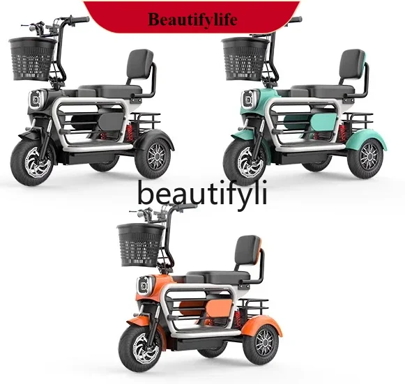 

E132 Electric tricycle lithium battery mini home pick-up and drop-off children small women parent-child with baby ride battery c