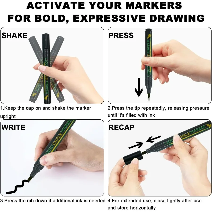 ชุดปากกาชอล์กเหลวแบบลบได้ 12 สีนีออน สำหรับกระดานดำ กระดานไวท์บอร์ด กระจกหน้าต่าง กระจกเงา เมนูร้านอาหาร