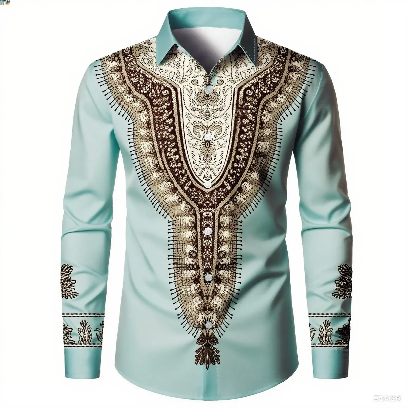 Camisa masculina retro étnica padrão 3d impresso high-end lapela manga longa casual negócios moda festa camisa ao ar livre rua topo