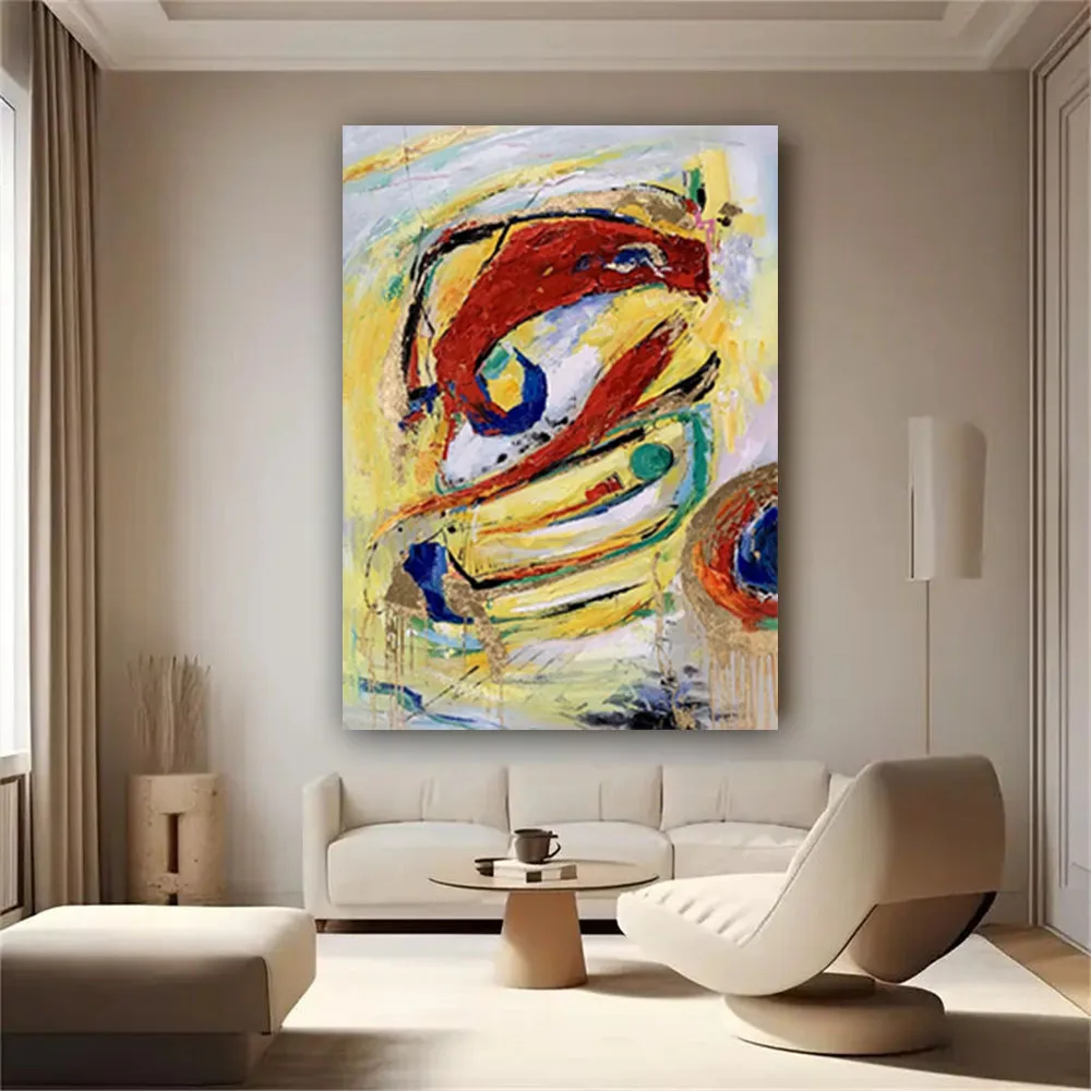

Gold And Gray Mural Home Trim Paint Hand-Painted Abstract Oil Painting Brilliant Canvas Picture Decor Living Room Wall Art Gift