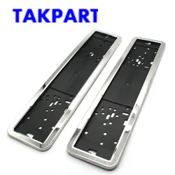 TAKPART 2 x Stainless Steel EU Number License Plate Bracket Frame Holder Front and Rear Eu Plate 52cm x 11cm