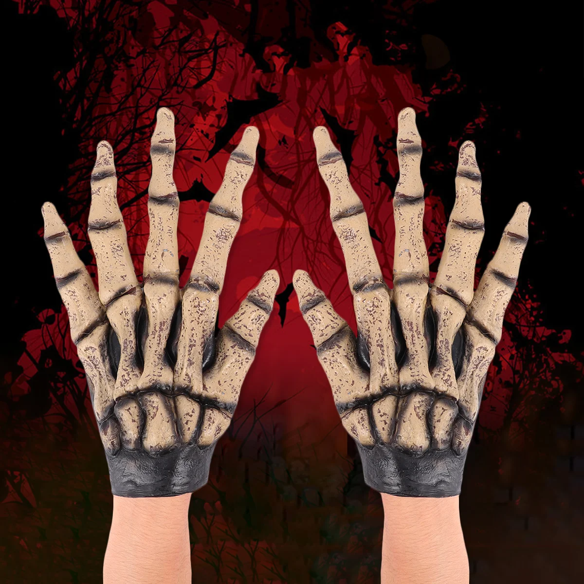 Halloween Enge Handschoenen Schedel Prom Accessoires Kostuum Prop Prestaties Props Vinyl