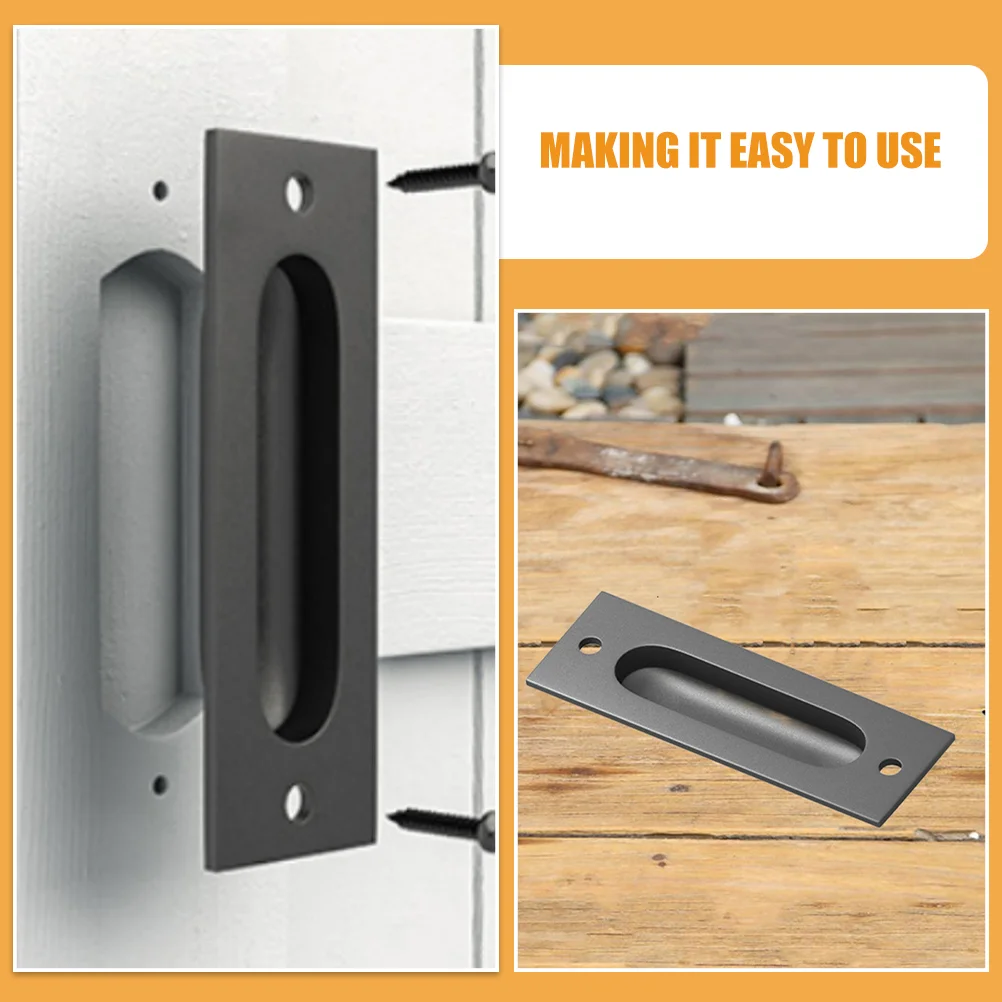 2 Sets Square Concealed Handles Barn Door Pulls 201 Stainless Steel Recessed Design Safety Latch Easy Use Cabinet Grip