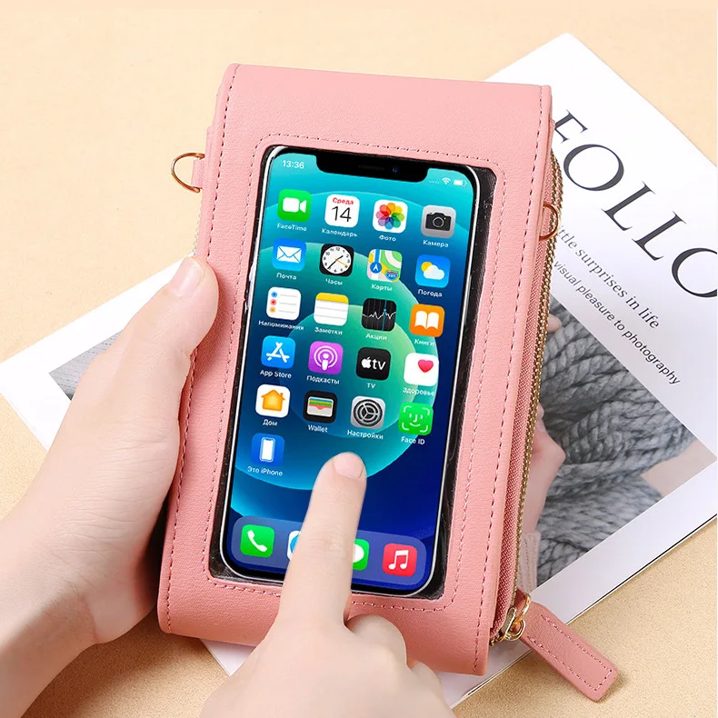 Small Crossbody Handbag Touch Screen Mobile Phone Bag Lady Coin Purse Female Messenger Shoulder Bag Card Holder Women Wallet