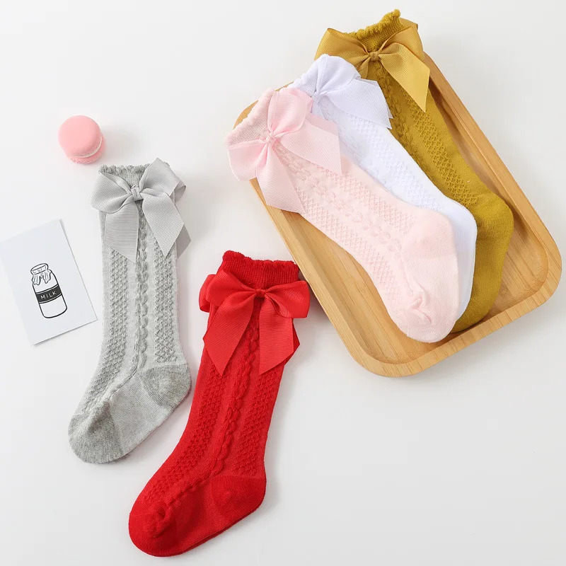 Baby Girl Socks Toddler Baby Bow Cotton Summer Mesh Baby Knee Socks Newborn Infant Non-slip Long Boys Socks 0-2y newborn baby