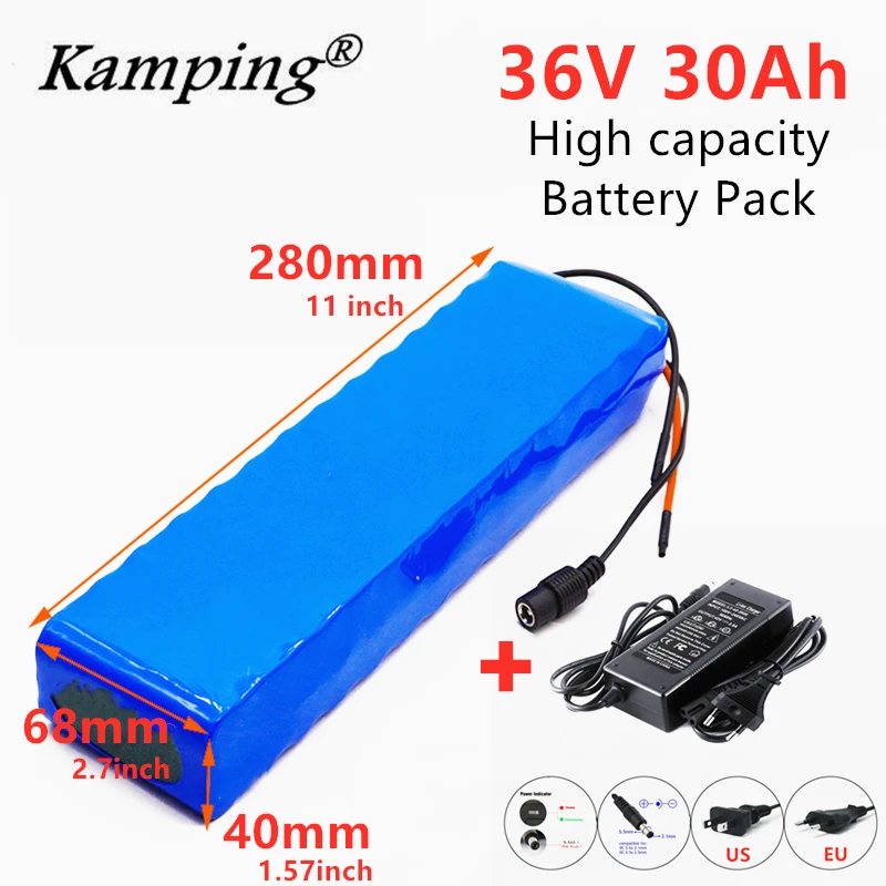 

10S3P 36V 30Ah Battery E-bike Battery Pack 18650 Li-Ion Battery 500W High Power and Capacity Motorcycle Scooter +42V Charger