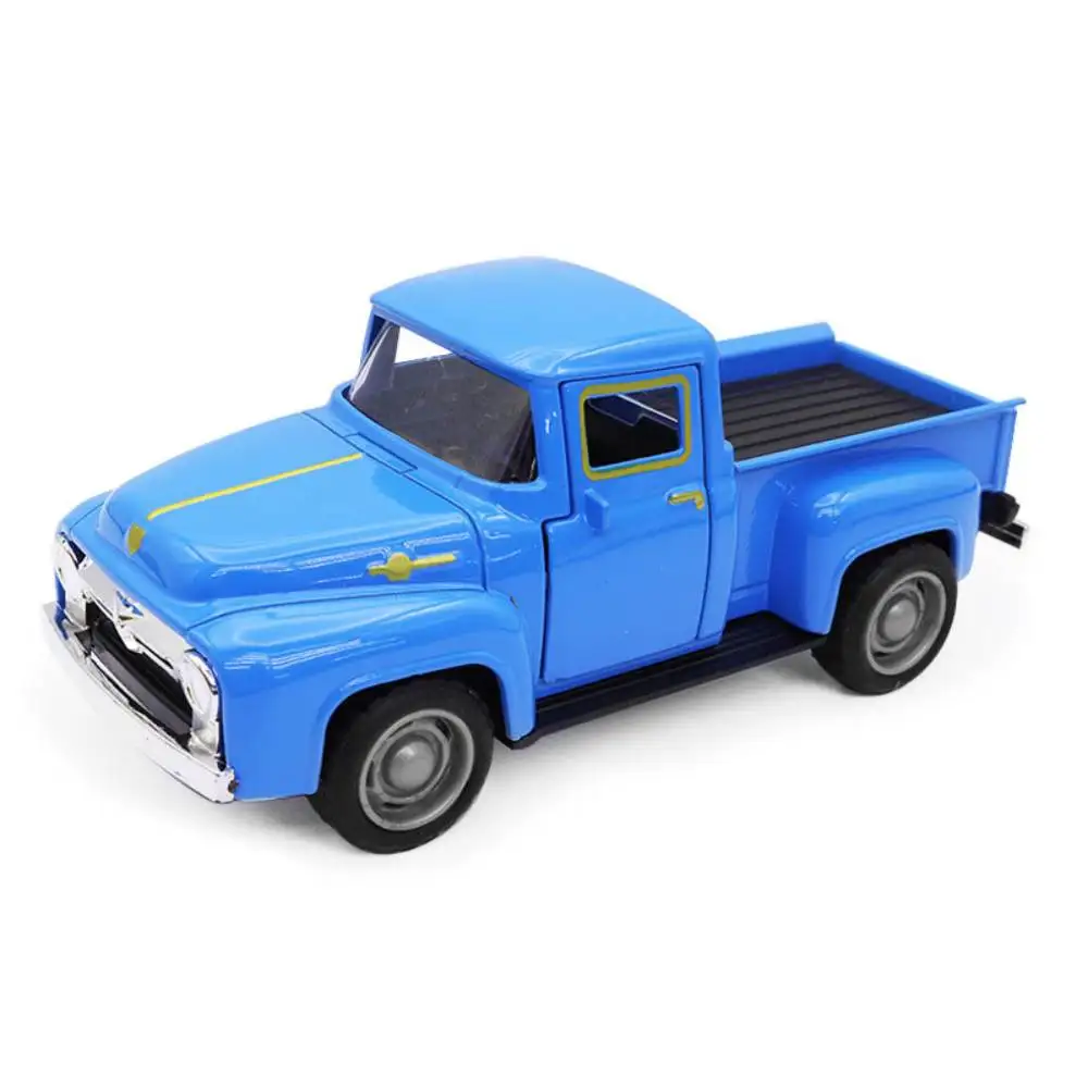 1:43 클래식 픽업 트럭 자동차 모델 빈티지 합금 미니 빨간 자동차 모델 당겨 다이 캐스트 및 장난감 차량 컬렉션 장식 소년 선물
