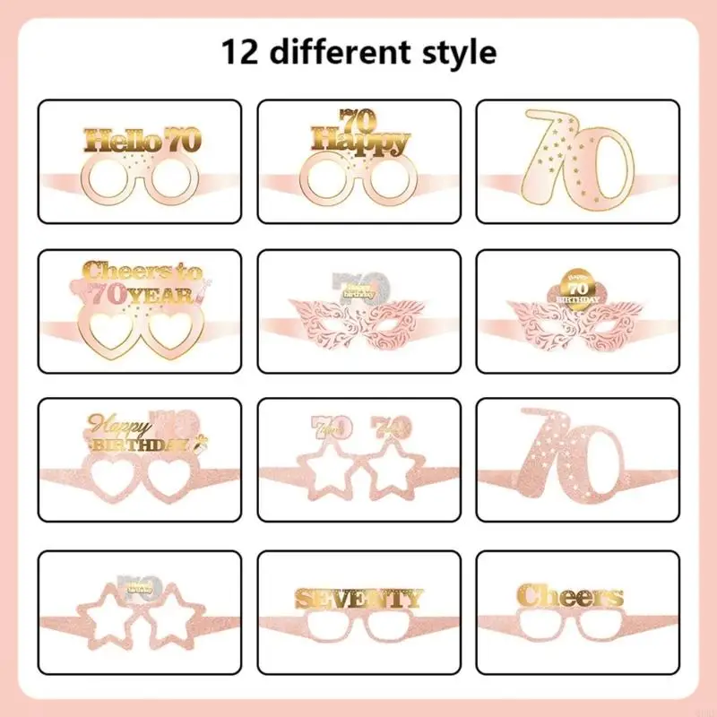 12pcs Birthday Eyewear Assorted Styles Photo Booth Props Paper Party Decoration