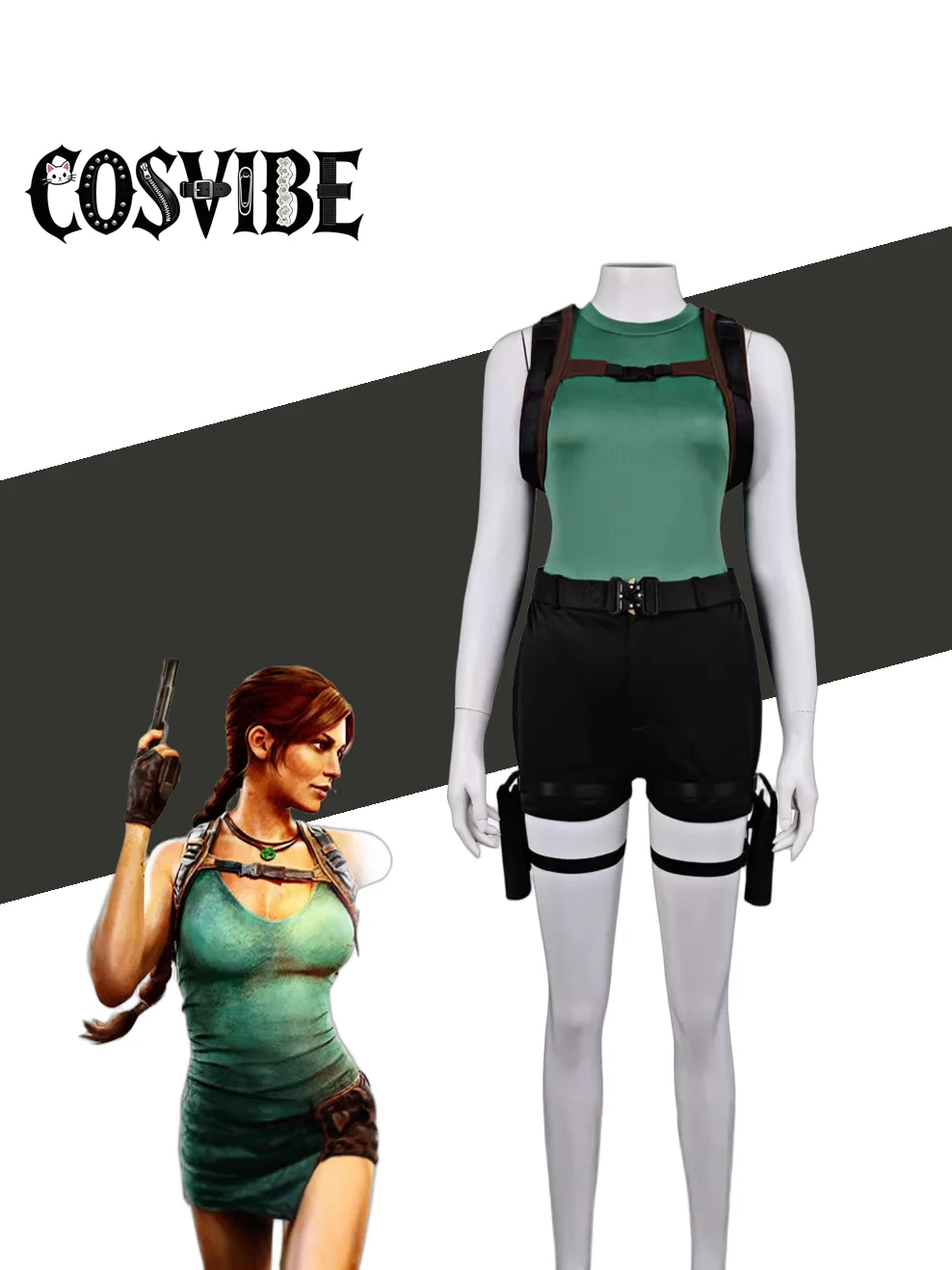 

Tomb Raider Lara Croft Cosplay Costume - Archaeologist Adventurer Women Wigs Game Expo Heroine Party Outfit