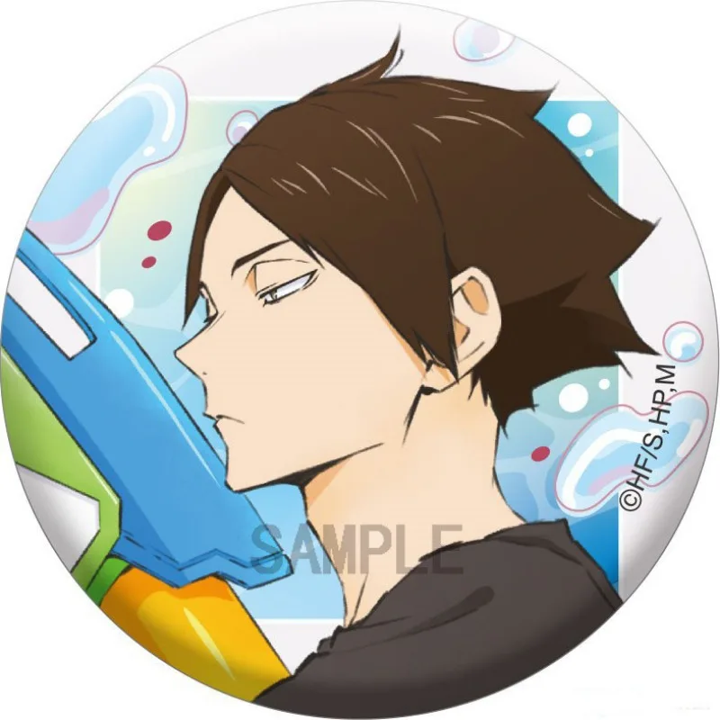 Haikyuu Anime Badge Kozume Kenma Tobio Kageyama 58mm Round Brooch Cartoon Bag Pendent Ornament Kawaii Accessories Collection