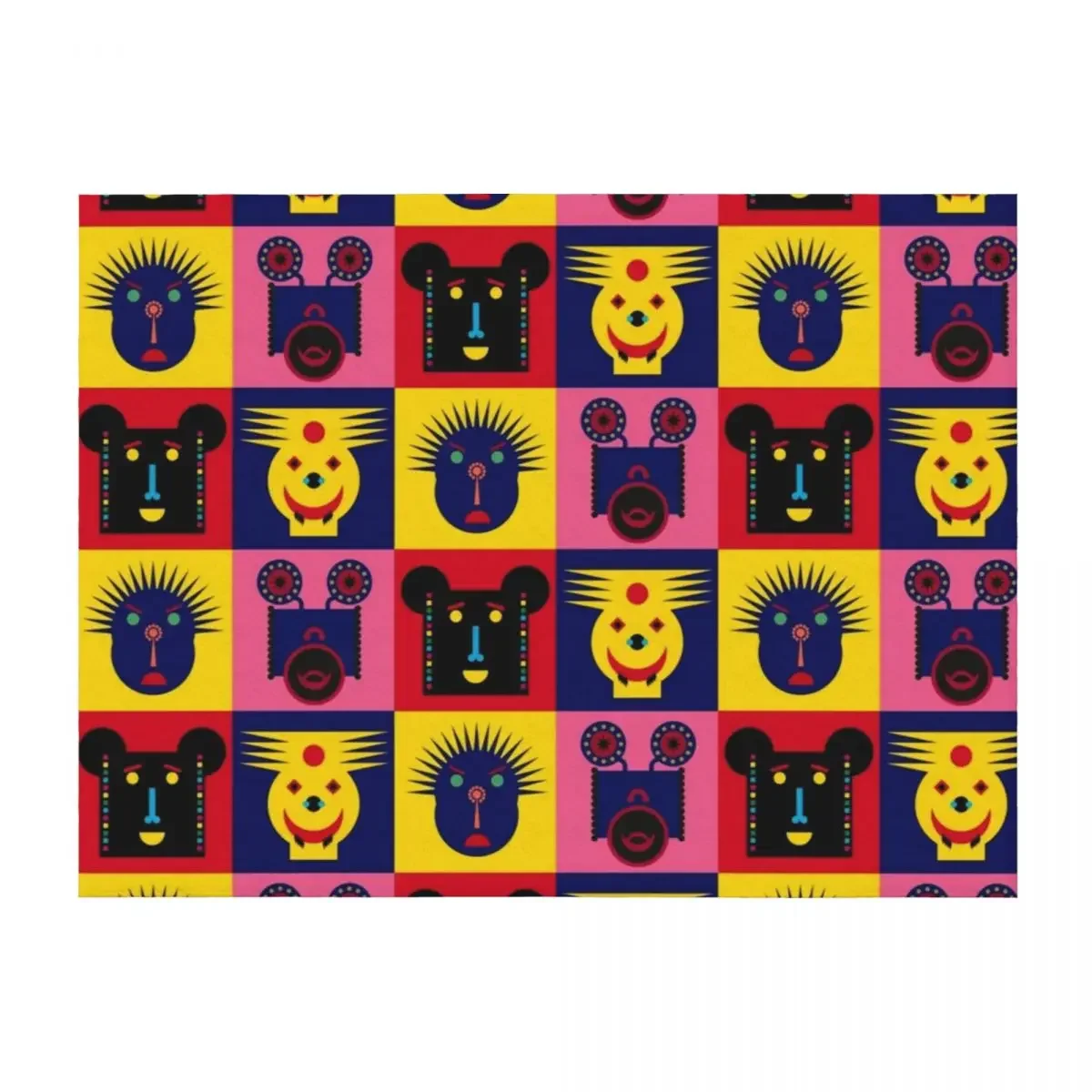 

Happy Town Faces 1 Throw Blanket christmas gifts Blankets For Sofas Soft Big Soft Plush Plaid Blankets