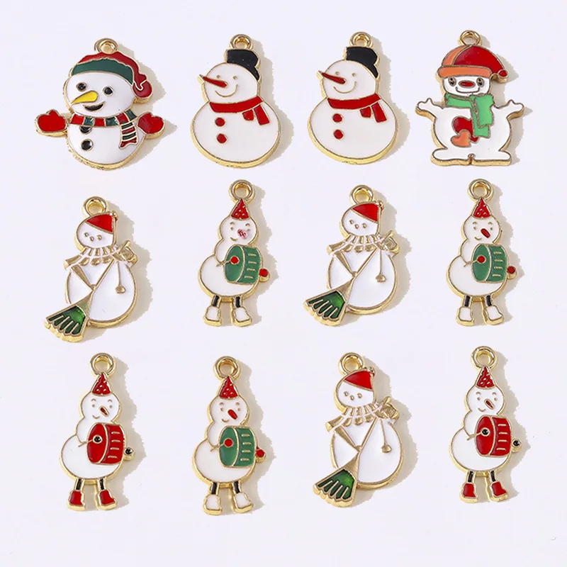 Duarte 20Pcs/Lot Cartoon Enamel Christmas Snowman Charms Pendants for Jewelry Making Necklaces Earrings Bracelet DIY Crafts Gift