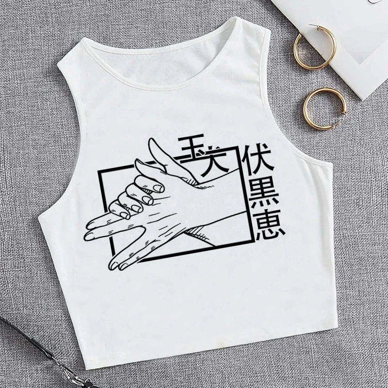 Crop Top Vest Tshirt Manga Tank Top Japanese Anime Jujutsu Kaisen T Shirt Gojo Satoru Tops Yuji Itadori Cropped Tees T-shirt