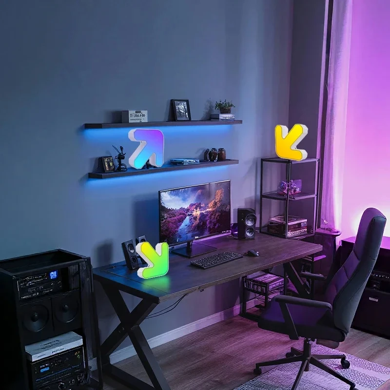 LED Night Light RGB Arrow Shape Creatives Ambient Lamp APP Control Music Sync Game Party Room Decoration