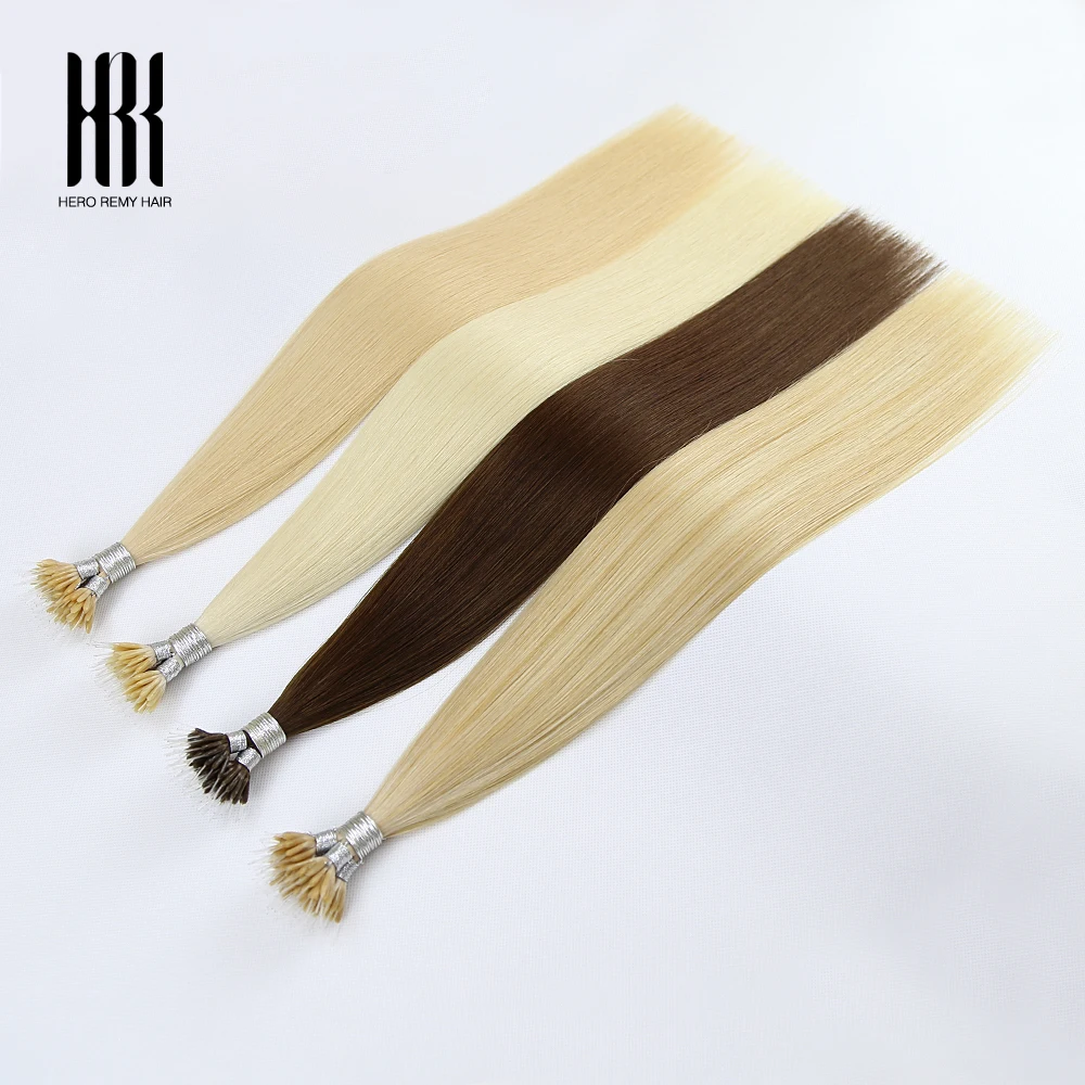 Nano Bead Silicon Plastic Tip Real Remy Natural European Human Micro link hair Extensions Highlight 16 - 22