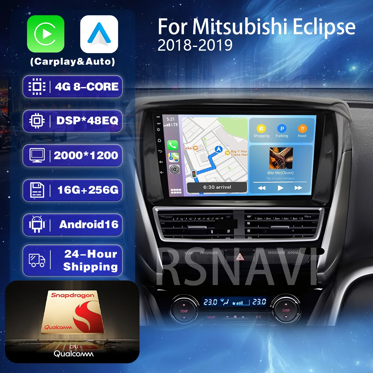 Radio Multimedia para Auto con Pantalla 2K y Android 16 Carplay para Mitsubishi ECLIPSE CROSS 2018 2019, DSP Autoradio Estéreo 2din