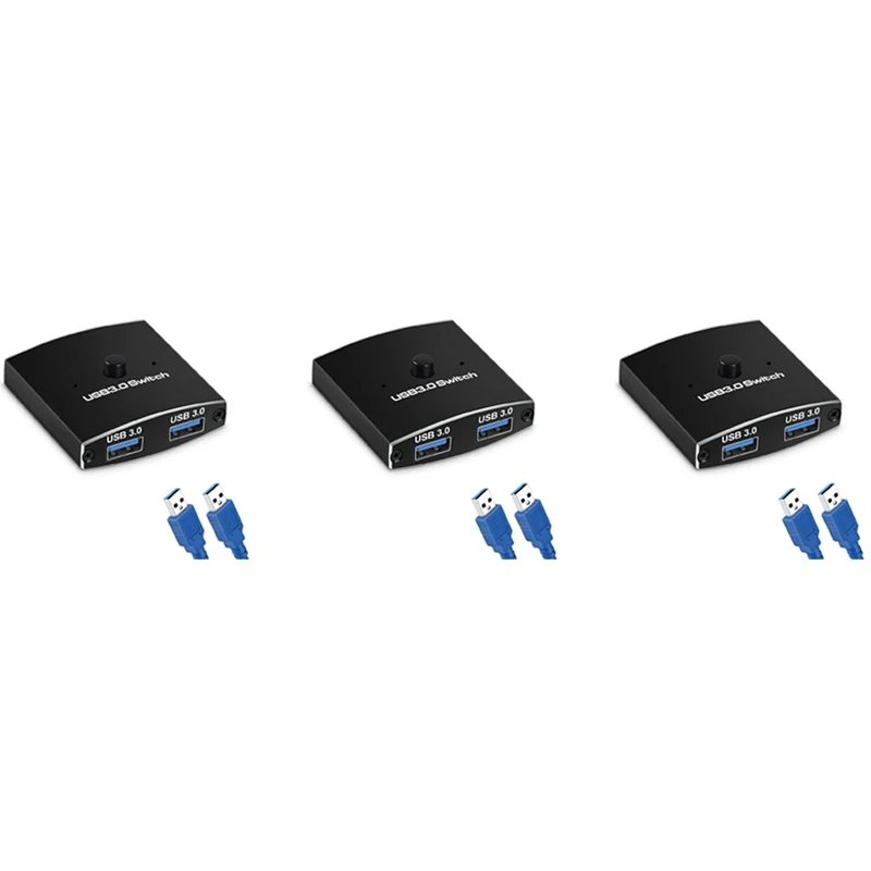 

3X USB 3.0 Switch Selector KVM Switch 5Gbps 2 In 1 Out USB Switch USB 3.0 Two-Way Sharer For Printer Keyboard Mouse