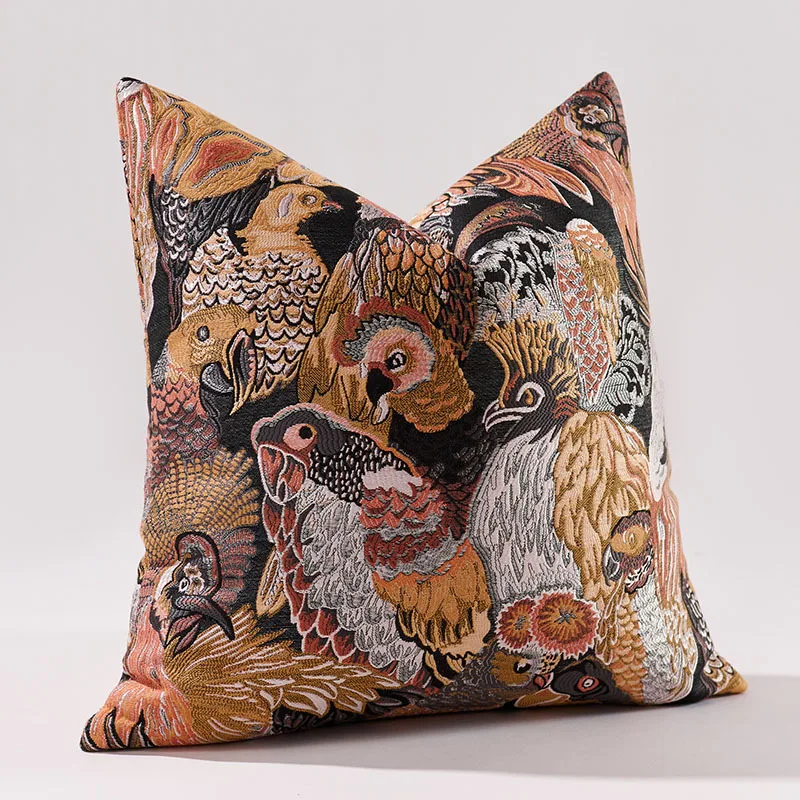Parrot Pillows Retro Orange Birds Cushion Case Country Style Decorative Pillow Cover For Sofa Chair Home Decorations