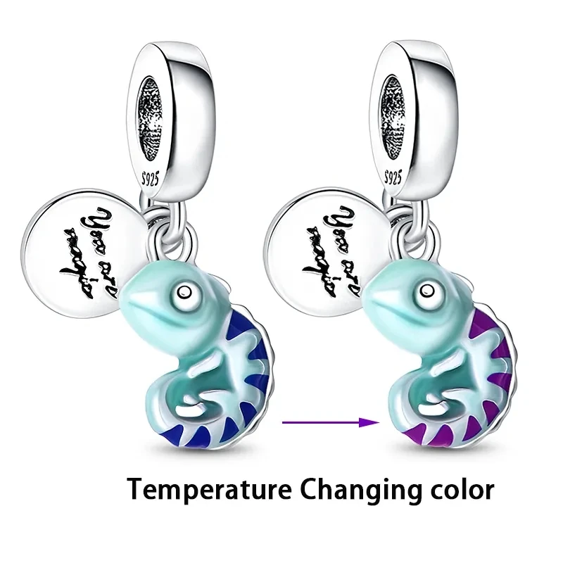 Charms Fit Pandora 925 Original Bracelets Chameleon Luminous Firefly Butterfly Silver 925 Charms Beads Fine DIY Jewelry Making