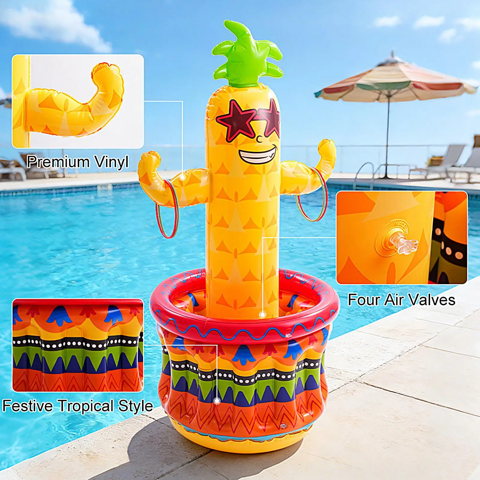 

Inflatable Drink Cooler Inflatable Portable Pineapple Drink Cooler Hawaiian Themed Party Decorations For Beer BBQ Bar Beach